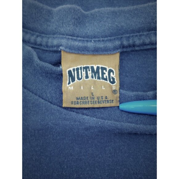 Nutmeg Dallas Cowboy TShirt Navy Large NFL Football Locker 90s Single Stitch Vtg - Picture 8 of 12